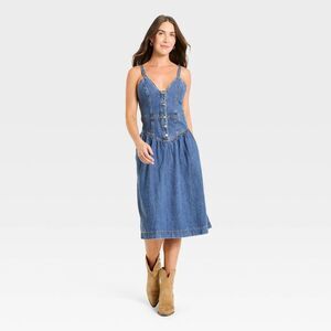 Universal Thread - Women's Sleeveless Corset Denim Midi Dress - Unive Light Wash